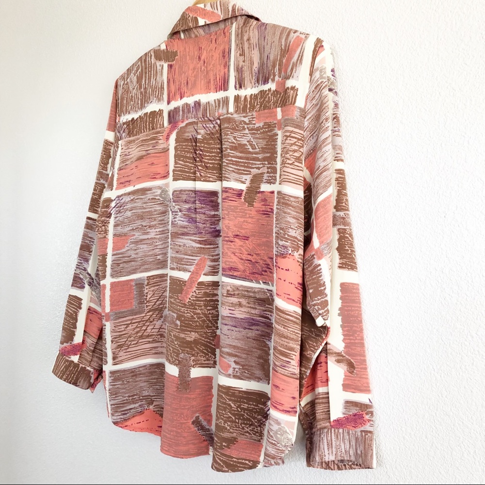 Vintage 90s Blush Pink Patchwork Patterned Top - image 7